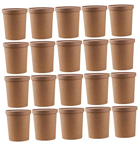 PLAFOPE 25sets Soup Containers Coated Porridge Cups Lid Leakproof Soup Buckets