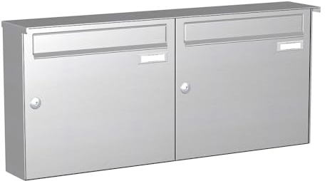 KNOBLOCH Briefkastenanlage | Aufputz | 2-Fach | Edelstahl | senkrecht | optional 2. Namensschild & 3 Schlüssel