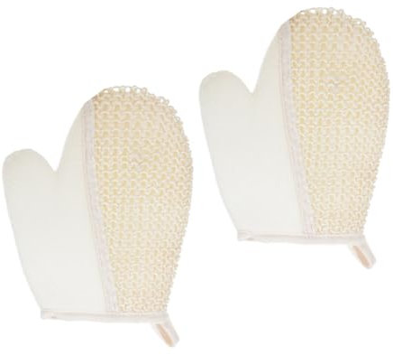 Ipetboom 2pcs Sisal Scrub Gloves Exfoliating Bath Shower Gloves for Boys and Girls Dishwashing Cleaning Mitts Comfortable Cotton Material