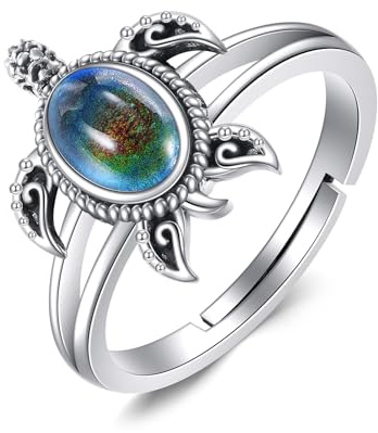 DAYLINLOVE Bague animal 925 argent sterling dogue/corbeau/race des Highlands/requin/colibri/libellule Bague réglable ouverte pour pouce Bijoux animal Noël Cadeau de Noël pour femmes, filles, mères