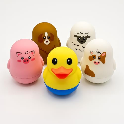 TensCare Bauernhof-Freunde Badespielzeug Set mit Thermometer | Set mit 5 weichen Badetieren und integriertem Badethermometer für Badespaß und Temperaturkontrolle.