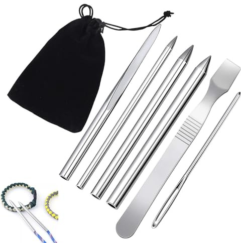 6 Stück Paracord Set, Paracord Zubehör, Paracord Nadel, Spleißnadel, Spleißwerkzeug, Paracord Nähnadel, für DIY Bastelarmbänder Webschnürsenkel Schnüre Kleidung Dekoration
