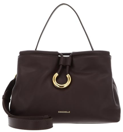 Coccinelle Pelle borsetta borsa a tracolla Elisbet Smooth Leather Handbag Brunette marrone scuro