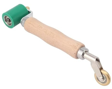 Exogio 2 IN 1 Andrückwalze Rollen, 40 mm Hartgummi Andrückrolle Tapetenroller, Stahl Bodenecke Nahtroller mit Holzgriff, Silikon-Nahtroller, Dual-Use-Messingrad für PVC-SchweißEn