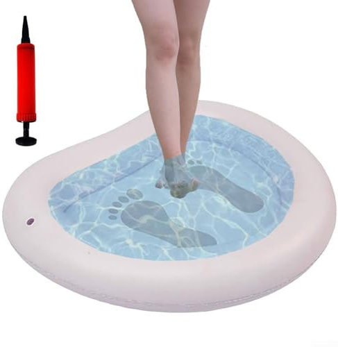 Baño inflable terapéutico para pies relajantes, fácil de almacenar y para actividades al aire libre (blanco)