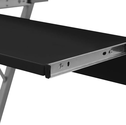 Eleganz Tavolo per computer con ruote – Tavolo da ufficio in truciolato e telaio in acciaio verniciato a polvere – Posta di lavoro mobile per grande ufficio – Carrello per computer portatile nero