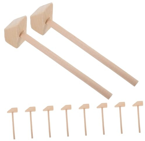 TOYANDONA 10pcs Portable Mini Wooden Mallet Hammer for Comfortable Grip Hand Training Exercise Tools Safe for Indoor Outdoor Play Party and Festival Activity Props