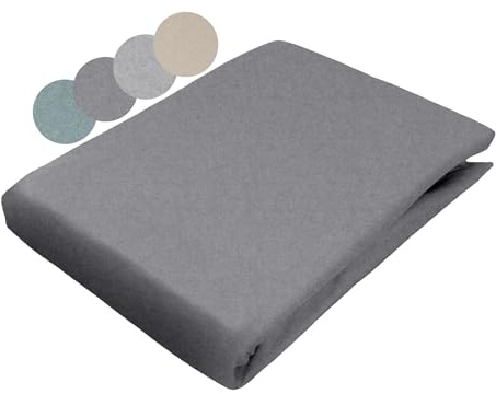 sleepling Flanell Melange Spannbettlaken 140x200 cm, 100% Baumwolle, Spannbetttuch 140 x 200 cm, Blickdicht & Weich, Rundumgummizug, 30cm Steghöhe, Made in Germany, Oeko-TEX, Waschbar, Mittelgrau