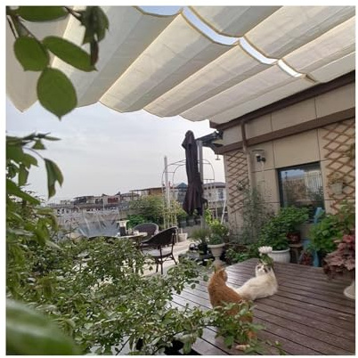Retractable U Shaped Pergola Canopy Wave Shade for Balcony Deck & Patio 1.1m Wide Outdoor Awning Garden Sun Protection Adjustable Wave Awning Cover