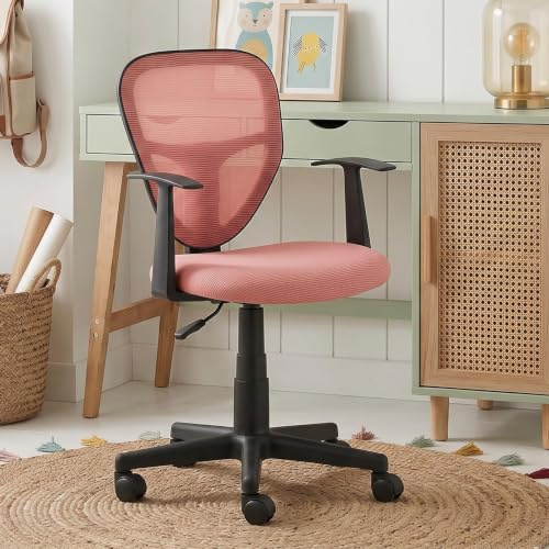 IDIMEX Schreibtischstuhl Kinder Studio-1 höhenverstellbar, Altrosa - Bürostuhl für Kinderzimmer ergonomisch, drehbar mit Armlehnen, atmungsaktiver Meshbezug [max. Belastbarkeit 100 kg]