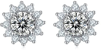 TTDGYYXW Boucles d'oreilles à Tige Moissanite, 0,5 CT D Couleur VVS clarté Boucles d'oreilles Diamant Rond Femmes Hommes Classique Or 18 carats Argent Sterling 925 Tournesol Brillant Bijoux