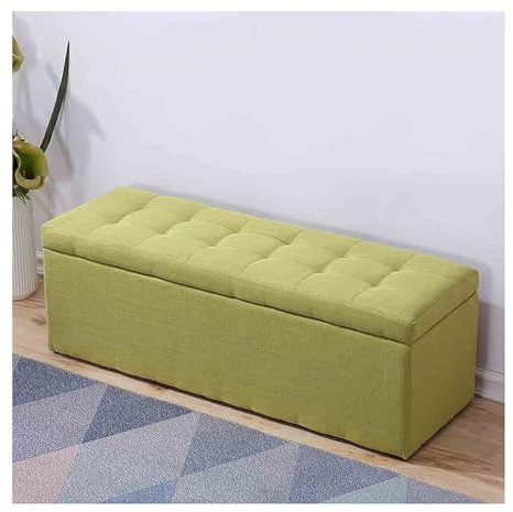 Aufbewahrungsbank mit gepolstertem Sitz, Ottomane, Schuhregal für Wohnzimmer, Flur, Schlafzimmer, Bettbank, Grün, 80 x 40 x 40 cm, stilvolle und funktionale Aufbewahrungslösung