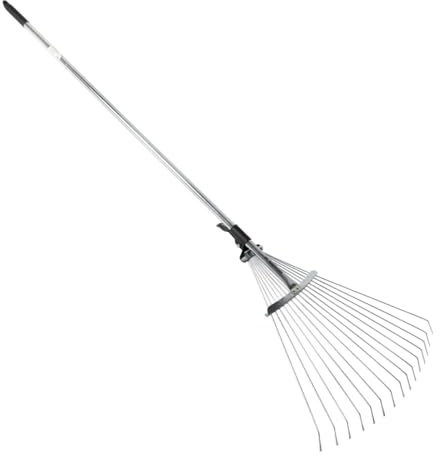 Escoba Metalica Regulable 50cm con Mango 153cm - Bricomed. Ideal para Hierbas y Hojas. Jardineria. Restos de poda. Rastrillo Abanico.