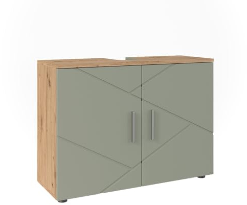 Vicco Mobile sottolavabo per bagno Irma, Verde salvia, 80 x 59 cm | con 2 porte, Spazio aggiuntivo per riporre oggetti direttamente sotto il lavandino