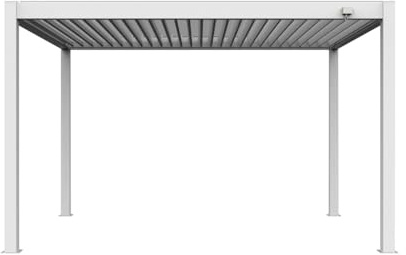 VERDELOOK | Pergola Bioclimatica Atena 120 Colore Bianco 3x3 H2,5 m in Alluminio, Pergola da Giardino con Lamelle Frangisole Orientabili con Arganello e Grondaia Integrata