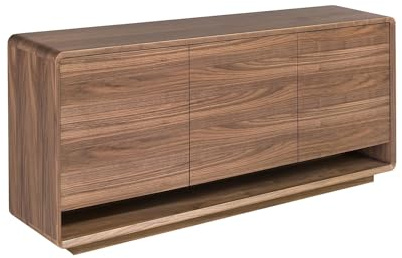 Angel Cerdá 3293 - Credenza moderna in legno di noce naturale con ripiano inferiore, 180 x 40 x 78 cm