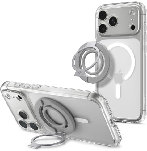 Spigen Dual Pop MagFit S MagSafe Ring [Double-Sided Magnet] | Phone Holder Grip Stand Compatible with iPhone 17 17e 16 15 14 13 12 & MagSafe Cases for Samsung S26 S25, Pixel 10 - Gray