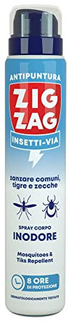 Zig Zag, Repellente, Insetti, Spray Corpo Insettivia Inodore, repellente per zanzare,zanzare tigre,zecche, 100 ml