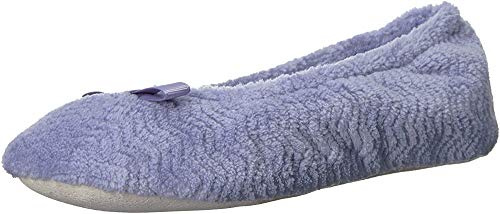 isotoner Gemma Pantofole ballerina in microspugna diamantata da donna, suola in pelle scamosciata con memory foam, comode e lavabili in lavatrice, 9.5-10.5