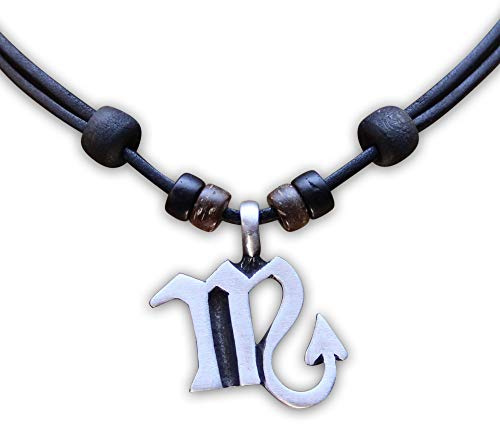 HANA LIMA 1 von 12 Sternzeichen Tierkreiszeichen an verstellbarer Halskette Horoskop Horoscope Lederkette Surferkette