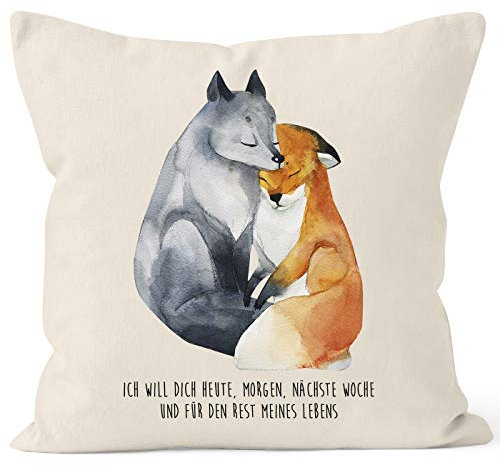 MoonWorks Kissen-Bezug Ich Will Dich Heute Morgen nächste Woche Fuchs Geschenk Liebe Spruch verliebt Freund Freundin Kissen-Hülle Baumwolle Natur Unisize
