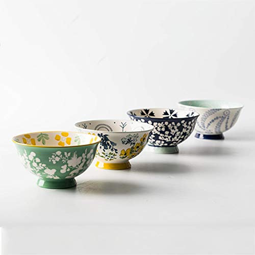 XCXDX Set di Scodelle in Ceramica Dipinte A Mano in Quattro Stagioni, Scodella per Sottogruppi Vintage da 6 Pollici, Salva Spazio, 4 Pezzi