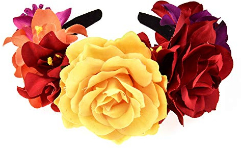 Winslet Diadema de flores para boda, corona para el pelo, para mujeres y niñas, corona de flores, para bodas y fiestas, Rojo rosa, 1 stück (1er Pack)