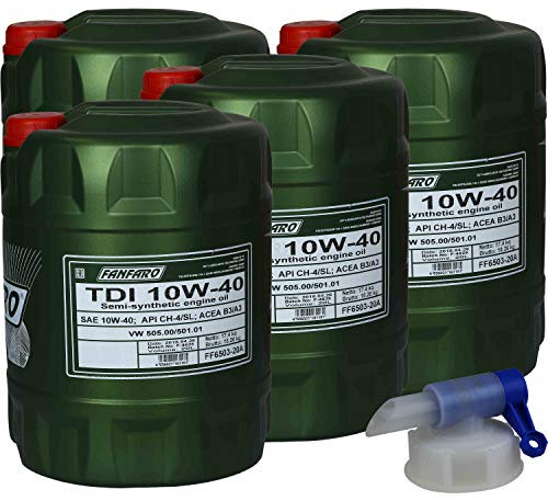 4x20 Liter FANFARO TDI 10W-40 API CH-4/SL Motoröl Engine Oil Öl inkl Auslaufhahn