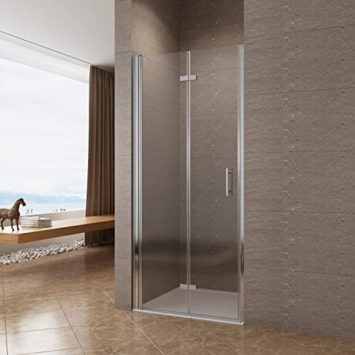 AQUABATOS® Duschtür Falttür 120 x 195 cm Duschabtrennung Falttür Nischentür Pendeltür Dusche Duschtrennwand Faltbar Drehfalttür Nische aus 6 mm Echtglas ESG mit Lotus Effekt Nano Beschichtung