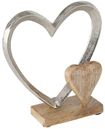 BOLTZE Dekoaufsteller Carolyn Aluminium Silber 22x18 cm, Tischdeko, Geschenk, Holz