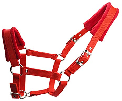 F Fityle Pferde-Halfter Stallhalfter Weidehalfter Nylonhalfter, Rot, S.