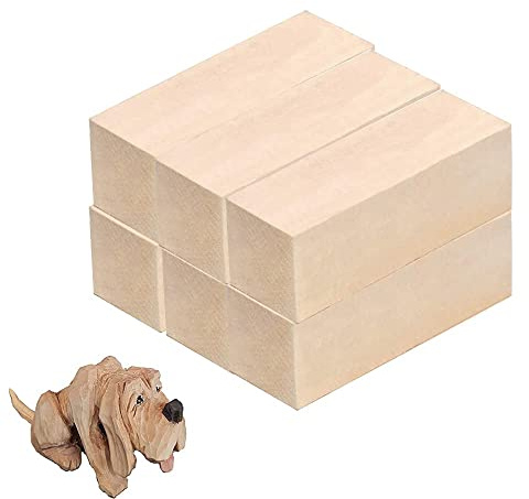 TOKERD 6 PCS Grand Bloques de Madera Natural para Tallar Tilo y Hacer Manualidades 15x5x5cm Madera de Tilo para Niños y Adultos, Kit De Tallado Para Principiantes, Bricolajes Carpinterías