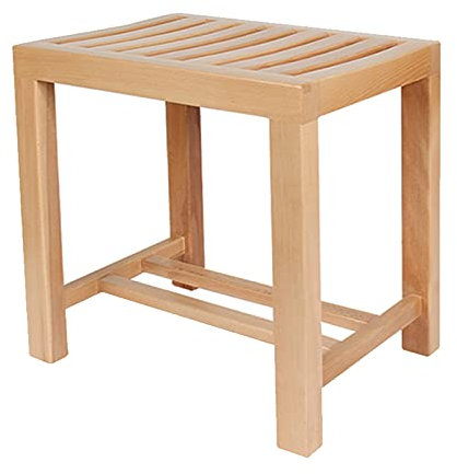 WL-ZZZ Holz Dusche Hocker wasserdichte SPA Badehocker Fußhocker, großer Holzstuhl mit Lagerregal rutschfeste Badewanne Sitzbank für Badezimmer 44 × 33 × 44,5 cm