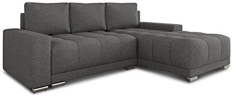Ecksofa Pavo mit Schlaffunktion und Bettkasten - Big Sofa, Couch, Couchgarnitur, Eckcouch, Ecke, Sofagarnitur - Ottomane Universal (Graphit (Sawana 05))
