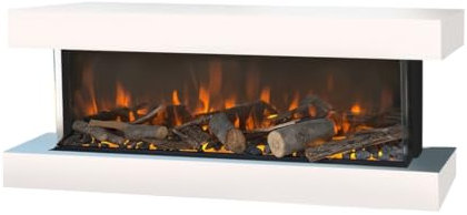 Xaralyn Disegno S Wandkamin 90 cm Weiß - 3-seitiger elektrischer LED-Dekokamin - 1400 Watt Heizung - Fernbedienung