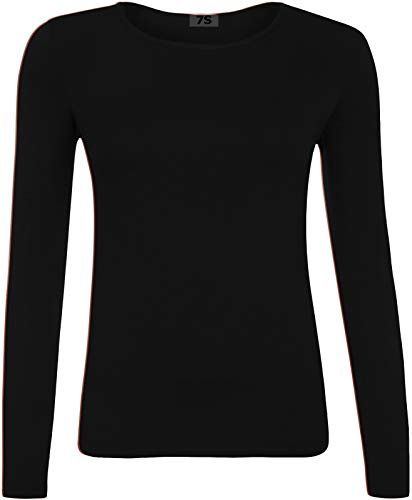 GUBA® Girls T Shirt Long Sleeve Top Kids Plain Basic Uniform T-Shirt Crew Neck Tee Size 5-13 Years (5-6 Years, Black)