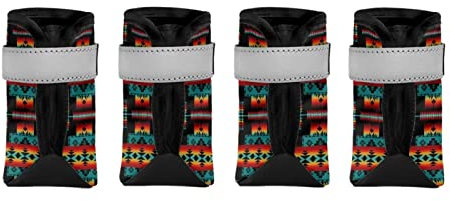 Suhoaziia Hundeschuhe mit Aztekenmuster, bequem, leicht, reflektierend, aus PU, rutschfest, rutschfest, rutschfest, rutschfest, rutschfest, rutschfest, für drinnen und draußen, für Welpen, Wandern