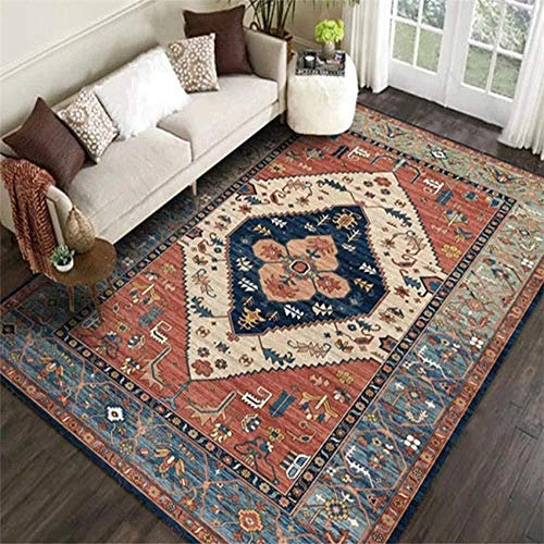 PHLCF Startseite Teppich leicht zu reinigen Yogateppiche Orientteppich groß weich rechteckig waschbar Retro-Muster -100 * 160CM