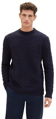 TOM TAILOR Herren Strickpullover mit Zopfmuster