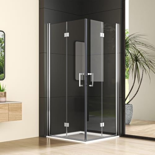 Eckeinstieg Duschkabine 90x100cm Doppel Falttür Duschabtrennung, Goezes 100x90 cm Dusche Faltbar Duschkabine 6mm Nano ESG Sicherheitsglas, Eckdusche Glas Easy-Clean Komplettdusche Höhe 195cm