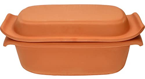 Tonbräter 2.5L - Kochgeschirr aus Ton, Bräter aus Ton, Tontopf aus Keramik