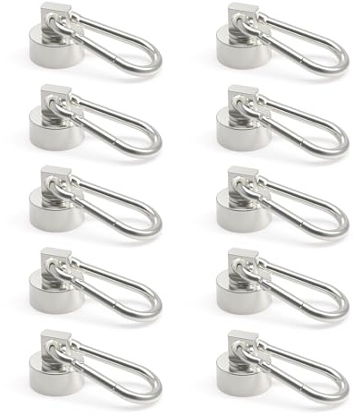 Ant Mag Magnets Hooks Heavy Duty with Carabiner 22lbs Strong Magnets Great Hanging for Refrigerator Cruise Cabin Grill Wreath Kitchen Office 10 Pack