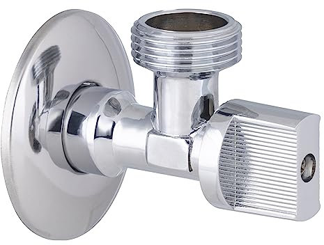 Robinet d'arrêt équerre quart de tour mâle 15x21 - mâle 20x27 + rosace NOYON & THIEBAULT