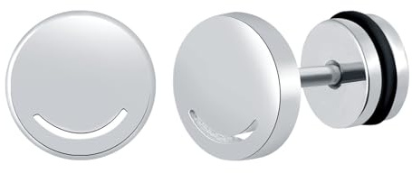 feilok Smiley visage rond boucles d'oreilles hommes femmes acier inoxydable argent