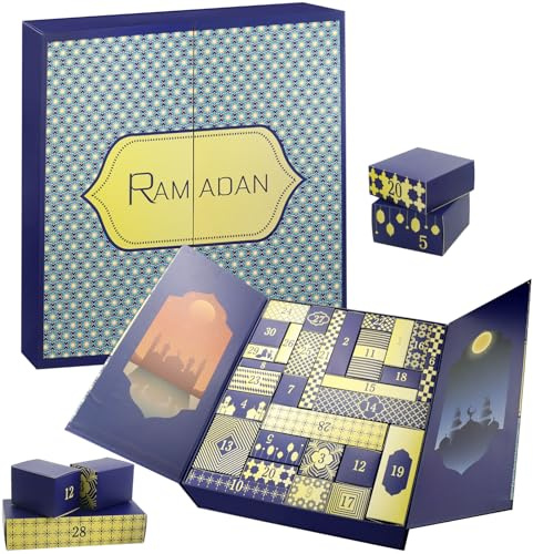 Ramadan Kalender,Eid Mubarak Kalender,Ramadhan Calendar,mit 30 Schubladen Boxen leer,DIY Countdown Ramadan Adventskalender,Ramadan Kalender Countdown Geschenke für Kinder
