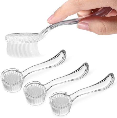 3pcs Facial Cleansing Brush with Handle, Acrylic Face Scrubbers, Multi-purpose Cleansing Brush, Nail, Nail Cleaning Brush, Exfoliator Cleaner Brush