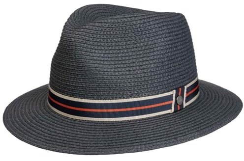 LIERYS Wardsville Traveller Toyo Strohhut Einfarbiger Hut Eleganter Reisebegleiter Luftdurchlässig Unisex Frühjahr Sommer dunkelblau XL (60-61 cm)