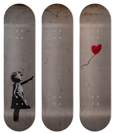 SUPER FABRIQUE Alu-Brett in Form eines Skateboards, für Wanddekoration, Stadtpoesie, inspiriert von Banksy, für eine originelle Dekoration (3 Bögen + Befestigungssets)