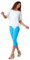 Roman Originals Cropped Trousers for Women UK Ladies Capri Leggings Summer Pants Short Crop Stretch 3/4 Length Three Quarter Pedal Pusher Clothes Elasticated Bengaline Cut Off - Aquamarine - Size 22
