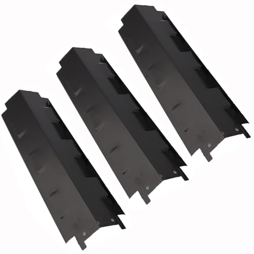 GriHero Lot de 3 cache-brûleurs de 37 cm pour barbecue à gaz | Plaque chauffante en acier porcelaine pour Landmann, Outback, Enders, Uniflame, Barbecook, Tarrington House